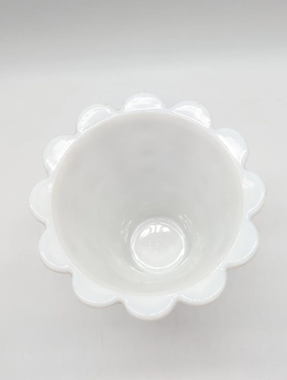 Vintage White Zipper & Button Milk Glass Vase